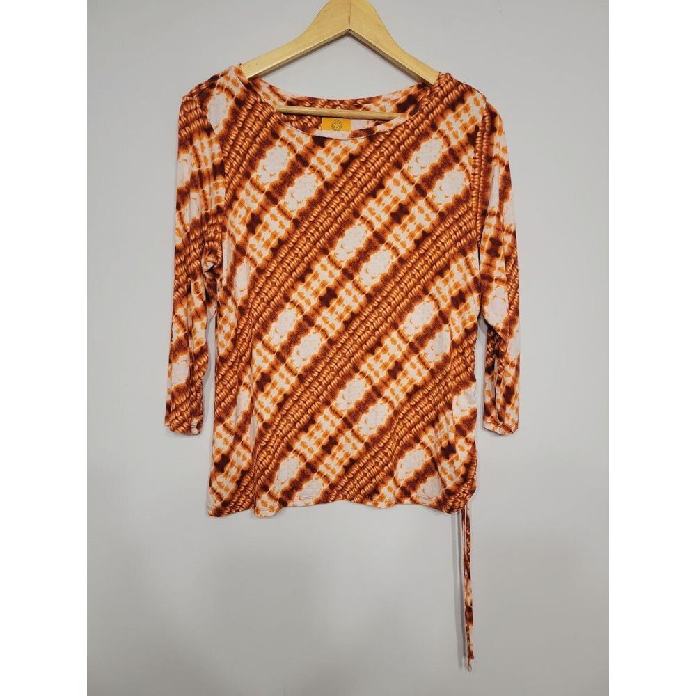 Ruby Rd. Women's 3/4th Sleeve Top Size Petite Large Ruched Side Tie-dye‎